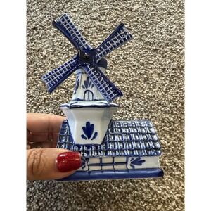 Vintage Hand Painted Delfts Blue 692‎ Dutch Windmill Ceramic Decoration